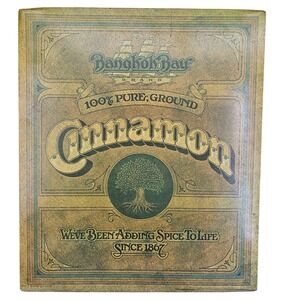 Vtg 70s Bangkok Bay Cinnamon Metal Sign Green Rusic Kitchen Wall Decor Oven Mat